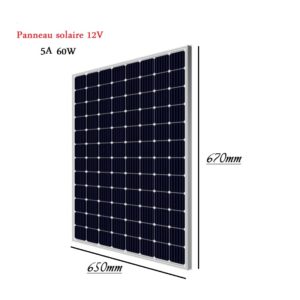 Panneau Solaire 12V 5A 60W (Monocristalline Silicon)